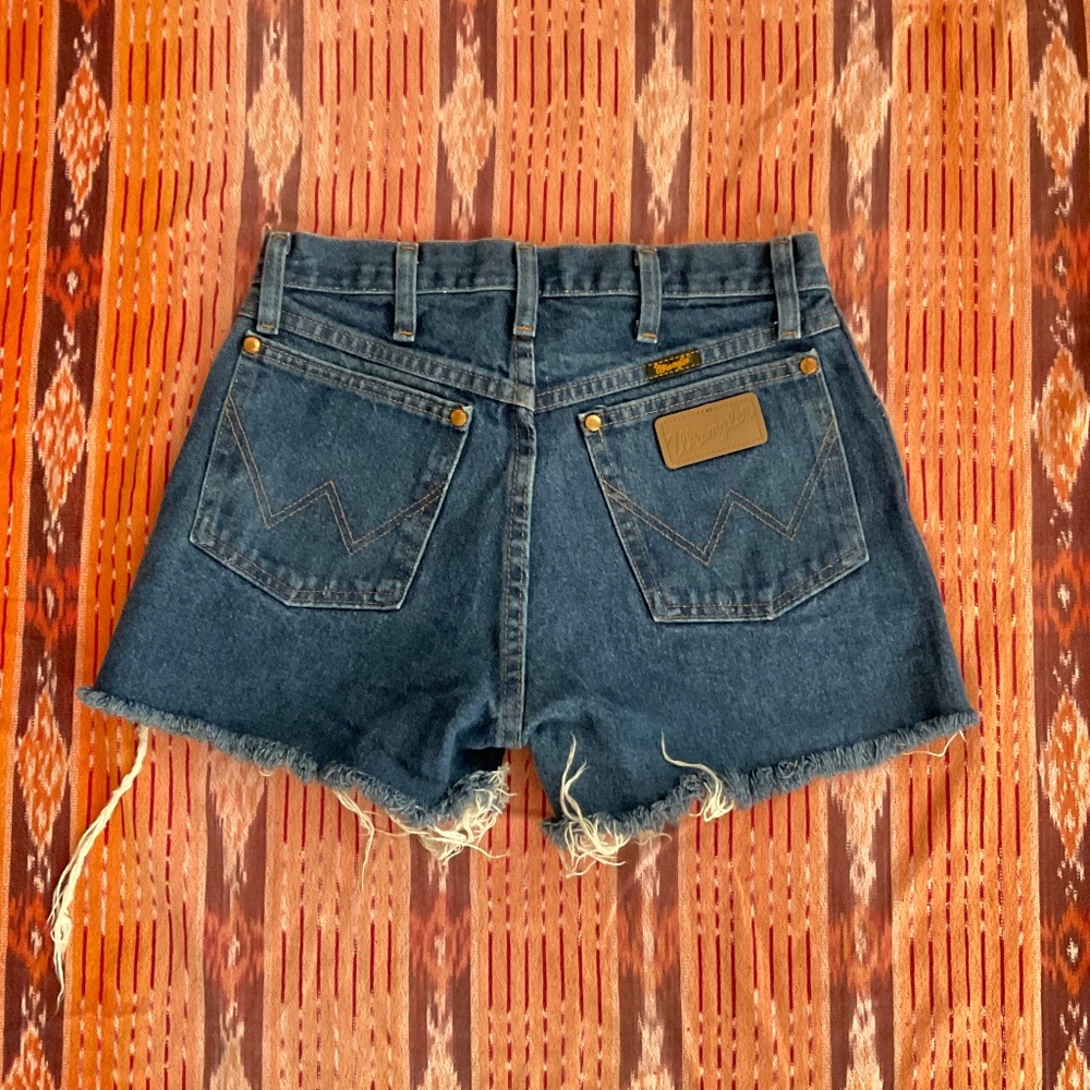 Wrangler Dark Blue Denim Cutoff Jean Shorts